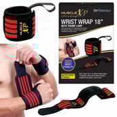 1 - MuscleXP Wrist Wrap with Thumb Loop,  Black & Red  18 inches 