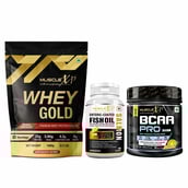 MuscleXP Whey Gold Protein with Digestive Enzymes,  3 Piece(s)/Pack  Double Chocolate + Enteric-Coated Salmon Fish Oil 60 Softgels + BCAA Pro 