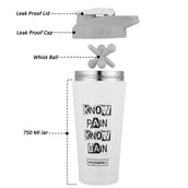 2 - GHC Steel Shaker Bottle,  White  1000 ml 