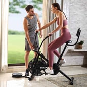 5 - beatXP Vortex Plus 4M Air Bike Exercise Cycle With Adjustable Cushioned Seat, Moving Handles, Back Support & Tummy Twister (Black)