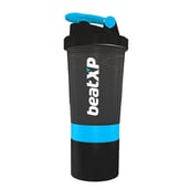 1 - beatXP Protein Shaker with Storage 3 Compartments,  Black and Blue  500 ml 