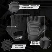 5 - MuscleXP Gear-Up Fitness Gym Gloves,  Black  Free Size 