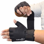 1 - MuscleXP Maestro-Wrap Fitness Workout Gym Gloves, Black Free Size