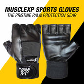 5 - MuscleXP Firm Stud Workout Gym Gloves,  Jet-Black  Free Size 