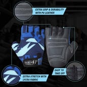 5 - MuscleXP Stout Fitness Sports Gym Gloves,  Blue & Black  Free Size 