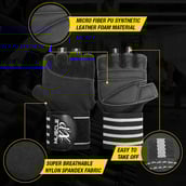 6 - MuscleXP Bold Fit-Pro Fitness Workout Gym Gloves, Black & White Free Size