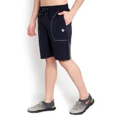 1 - John Ally Dry-Fit Gym Workout Shorts with Zipper Pockets & Color Block Detailing,  Medium  Midnight Blue 