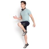 6 - John Ally Dry-Fit Gym Workout Shorts with Zipper Pockets & Color Block Detailing,  Small  Midnight Blue 