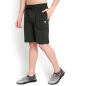 1 - John Ally Dry-Fit Gym Workout Shorts with Zipper Pockets & Color Block Detailing,  Small  Dark Olive Green 