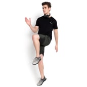 6 - John Ally Dry-Fit Gym Workout Shorts with Zipper Pockets & Color Block Detailing,  Large  Dark Olive Green 