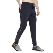 1 - John Ally Jogger Track Pant for Men with Two Zipper Pockets and Premium Fabric,  Midnight Blue  Large 