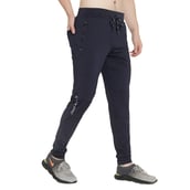 1 - John Ally Jogger Track Pant for Men with Two Zipper Pockets and Premium Fabric,  Midnight Blue  Small 