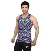 Omtex Sublimated Gym Tank,  Geometric Blue  Small 