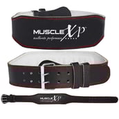 2 - MuscleXP Leather Weight Lifting Gym Belt,  Black  Medium 