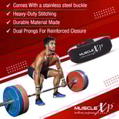 5 - MuscleXP Leather Weight Lifting Gym Belt,  Black  Large 