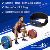6 - MuscleXP Weight Lifting Gym Belt,  Blue  Small 