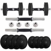 1 - BULLAR Rubber Adjustable Dumbbell Set,  Black & Silver  10 kg 