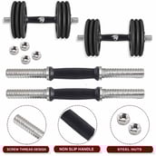 3 - BULLAR Rubber Adjustable Dumbbell Set,  Black & Silver  30 kg 