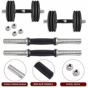 3 - BULLAR Rubber Adjustable Dumbbell Set,  Black & Silver  10 kg 