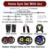 2 - BULLAR 70 kg Professional Metal Integrated Rubber Coated Home Gym Set