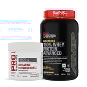 GNC Amp Gold Series 100% Whey Protein Advanced 2lb & Creatine Monohydrate 0.22lb Combo,  2 Piece(s)/Pack  Double Rich Chocolate & Unflavoured 
