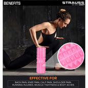 5 - Strauss Grid Yoga Massage Foam Roller, Pink 33cm