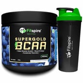 1 - Fitspire Super Gold BCAA, 0.55 lb 18 Servings Blue Raspberry with Shaker