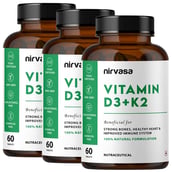 1 - Nirvasa Vitamin D3+K2,  60 tablet(s)  Unflavoured (Pack of 3) 