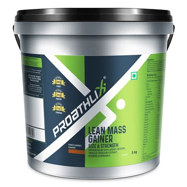 Proathlix High Carb Lean Mass Gainer with Creatine and Tribulus Terrestris Extract, 11 lb Choco Caramel