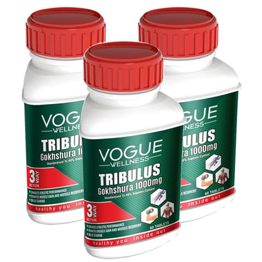 Vogue Wellness Tribulus Gokhshura 1000mg - Pack of 3,  60 tablet(s) 
