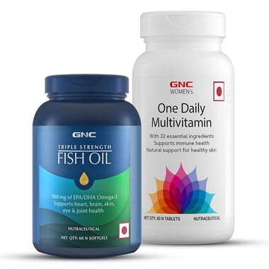 GNC Triple Strength Fish Oil & Women's One Daily Multivitamin Combo, 2 Piece(s)/Pack