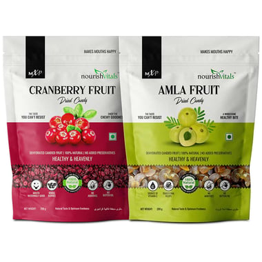 NourishVitals Healthy Munching Combo,  Cranberry Fruit + Amla Fruit Dried Candy  2 Piece(s)/Pack 