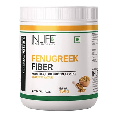 INLIFE Fenugreek Fiber Powder with Orange Flavour, 150 g