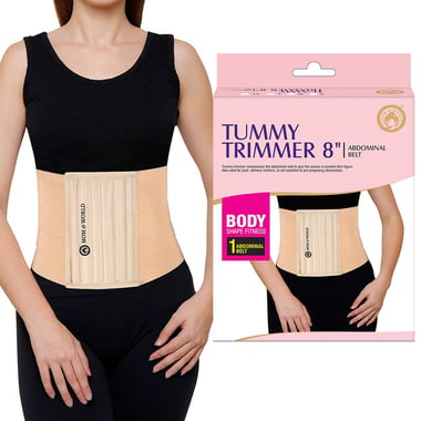 Mom & World Tummy Trimmer 8 Inches Abdominal Belt, Beige Small