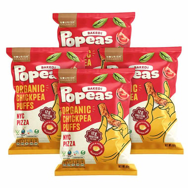 Nourish Organics Popeas Organic Chickpea Puffs,  Nyc Pizza (Pack of 4)  60 g 