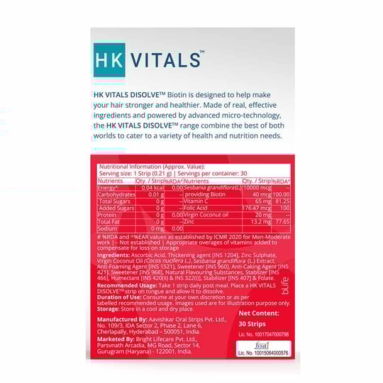 2 - HK Vitals DISOLVE Strips Biotin by HealthKart,  30 Strip(s)  Mango 