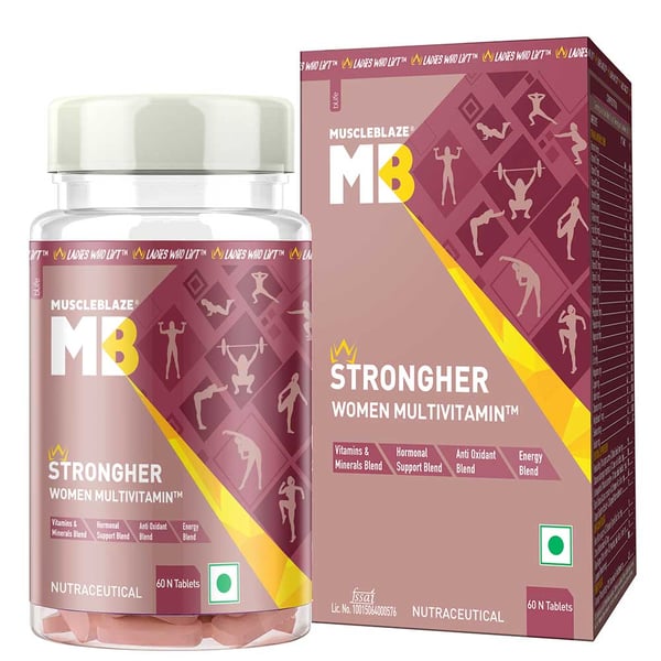 MuscleBlaze StrongHer Women Multivitamin for Energy & Stamina, 60 tablet(s) Unflavoured