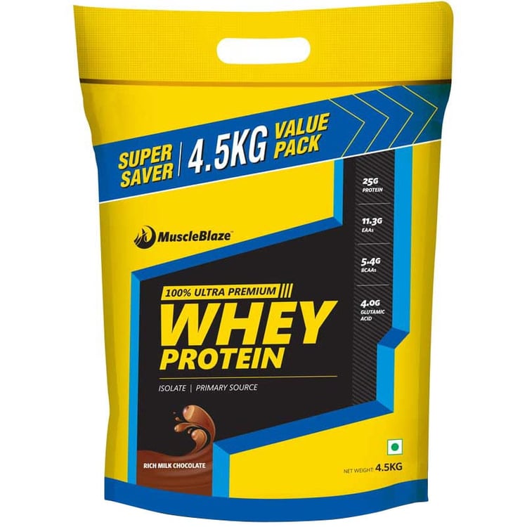 MuscleBlaze 100% Whey Protein Supplement Powder with Digestive Enzyme,  9.9 lb  Rich Milk Chocolate 