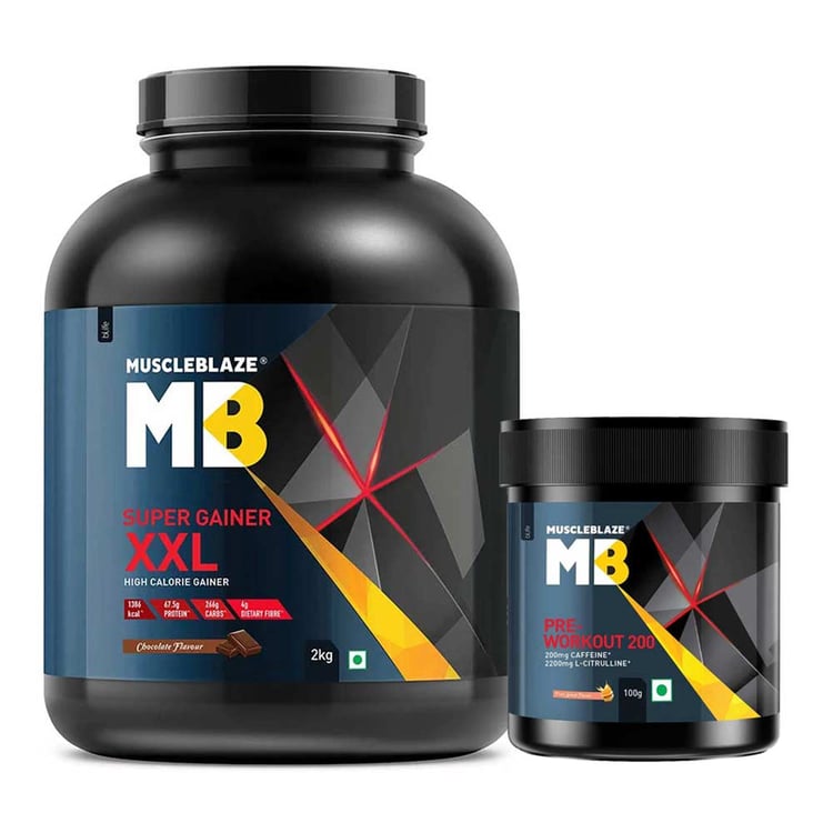 MuscleBlaze Super Gainer 2 kg & PRE Workout 200 Combo