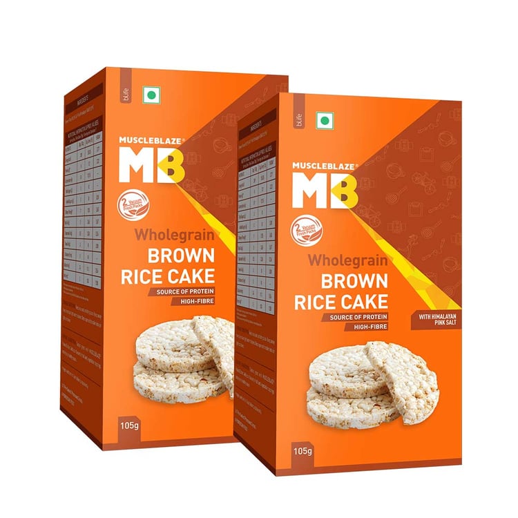 1 - MuscleBlaze Wholegrain Brown Rice Cake,  2 Piece(s)/Pack  with Pink Himalayan Salt 
