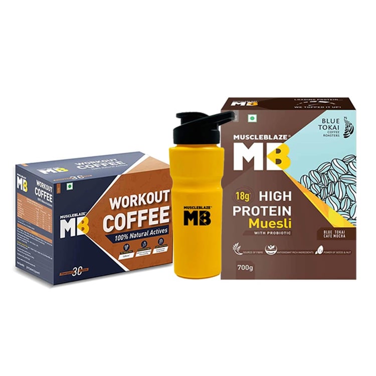 MuscleBlaze High Protein Muesli 700 g & Workout Coffee & Sipper Combo